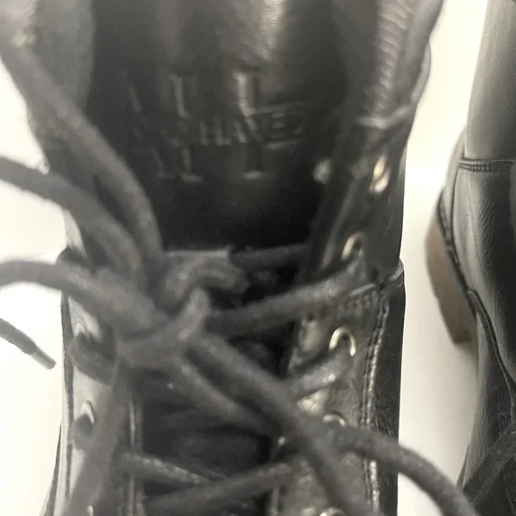 Ashford Hayes Men's Black Faux Leather Boots Size 9Medium Lace Up Good Condition - Picture 9 of 13